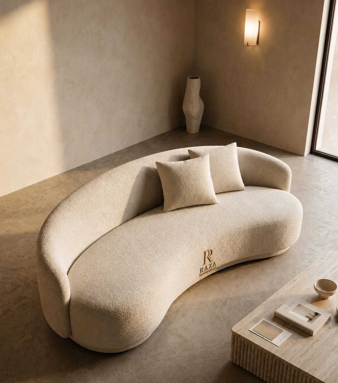 Luxury Curved Bouclé Sofa – Premium Designer Sofa