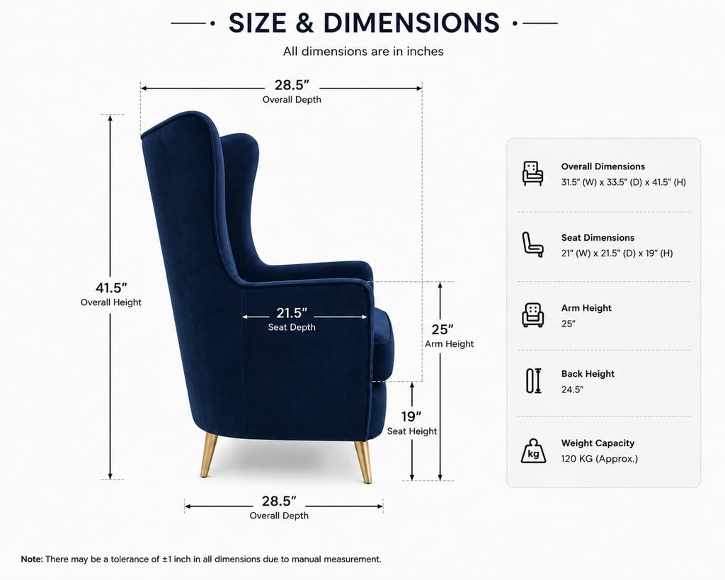 Neo Wingback Accent Chair – Navy Blue by raza enterprises sofa maker