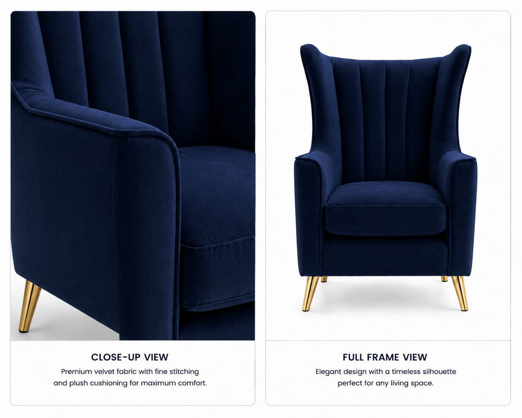 Neo Wingback Accent Chair – Navy Blue by raza enterprises sofa maker