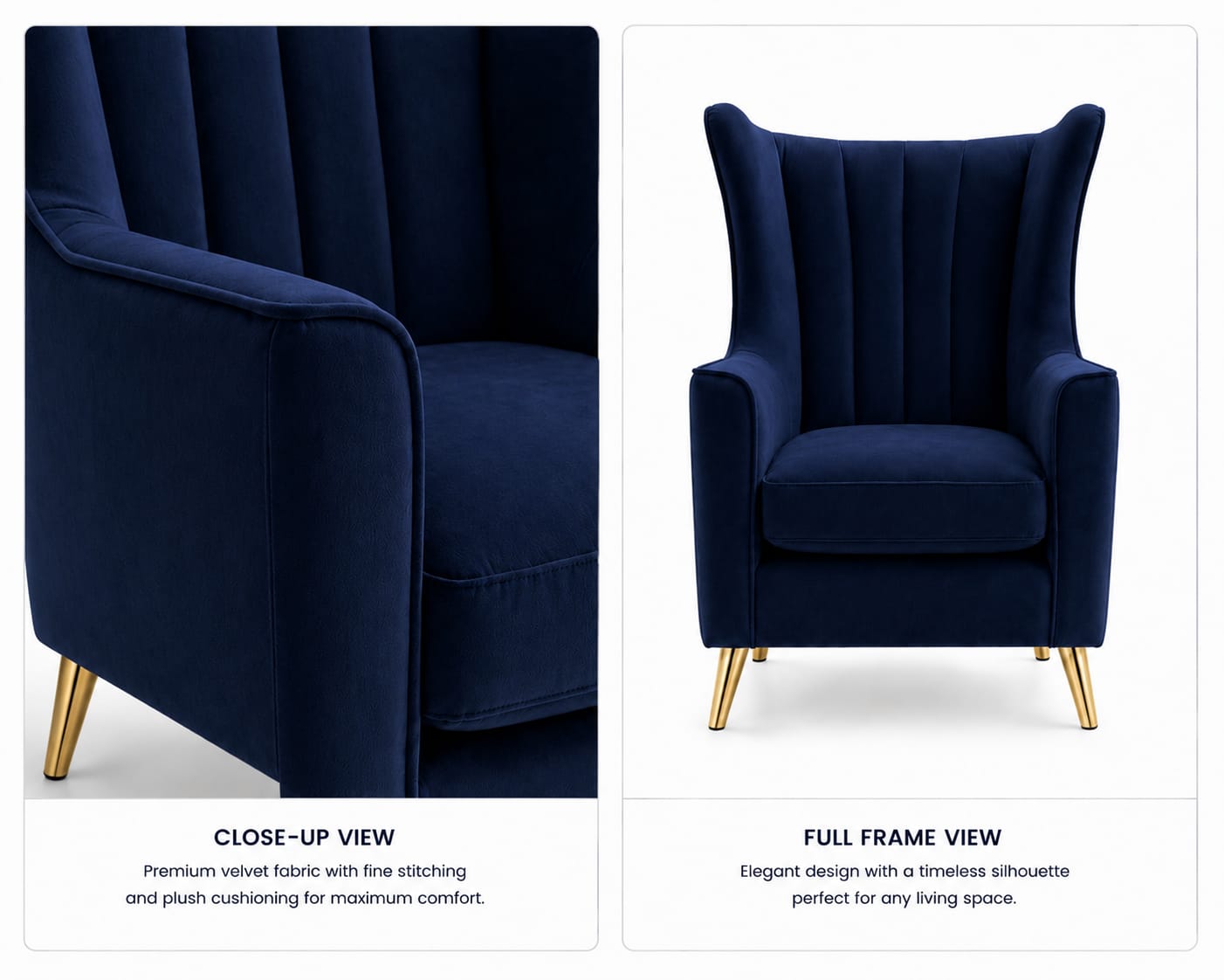 Neo Wingback Accent Chair – Navy Blue by raza enterprises sofa maker