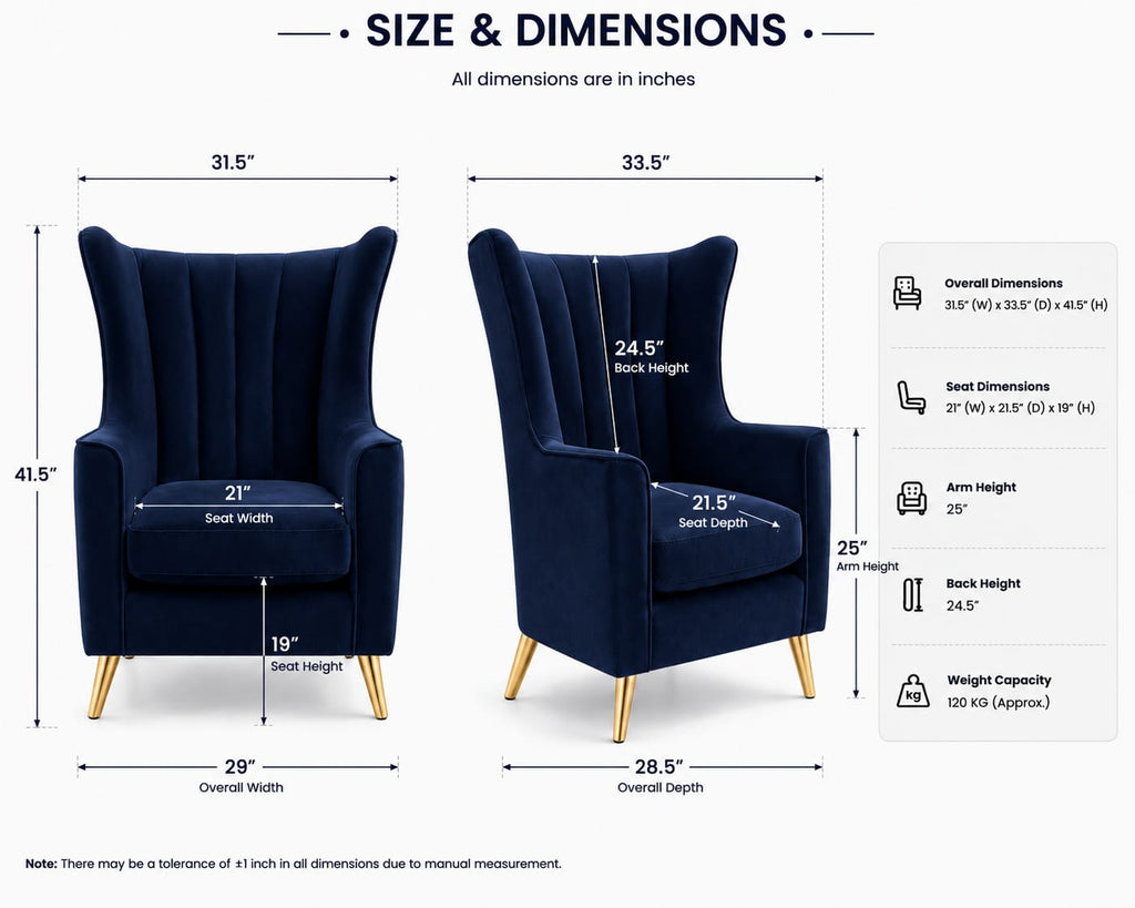 Neo Wingback Accent Chair – Navy Blue by raza enterprises sofa maker