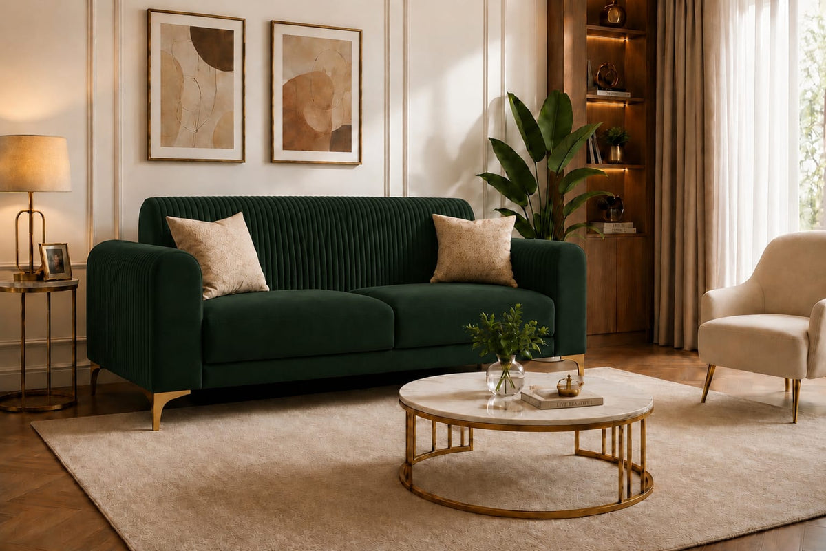 Modern 3 Seater Fabric Sofa – Premium Living Room Couch | Raza Enterprises Sofa Maker