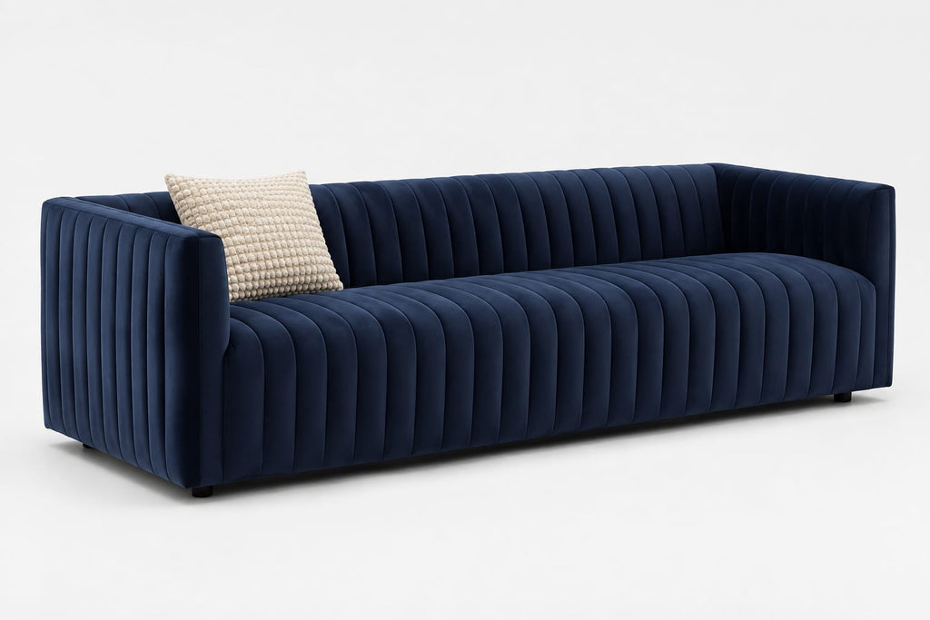Veniza Modern Velvet 3 Seater Sofa – Navy Blue