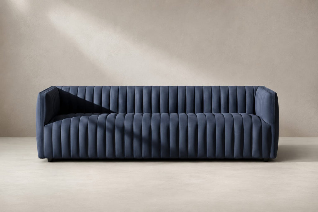 Veniza Modern Velvet 3 Seater Sofa – Navy Blue