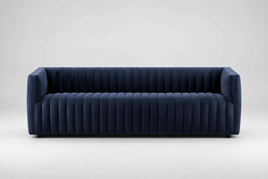 Veniza Modern Velvet 3 Seater Sofa – Navy Blue