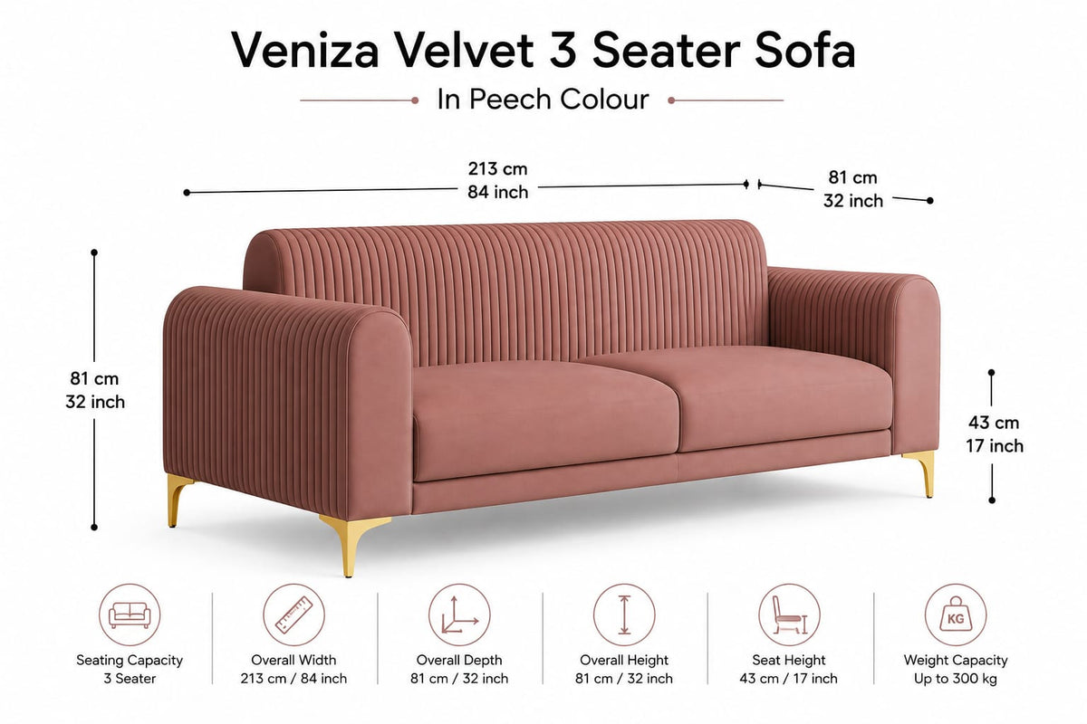 Modern 3 Seater Fabric Sofa – Premium Living Room Couch | Raza Enterprises Sofa Maker