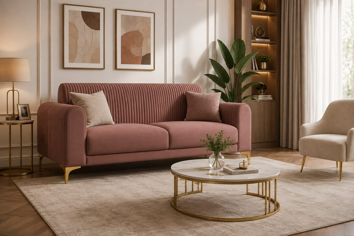Modern 3 Seater Fabric Sofa – Premium Living Room Couch | Raza Enterprises Sofa Maker