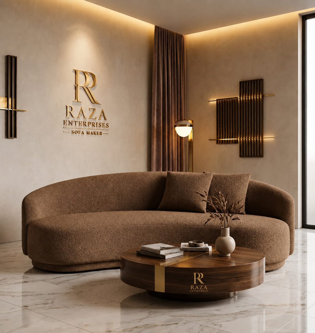 Luxury Curved Bouclé Sofa – Premium Designer Sofa
