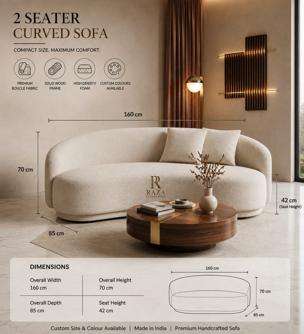 Luxury Curved Bouclé Sofa – Premium Designer Sofa
