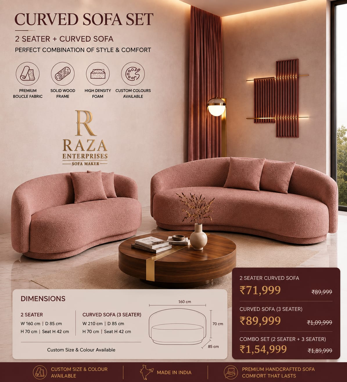 Luxury Curved Bouclé Sofa – Premium Designer Sofa