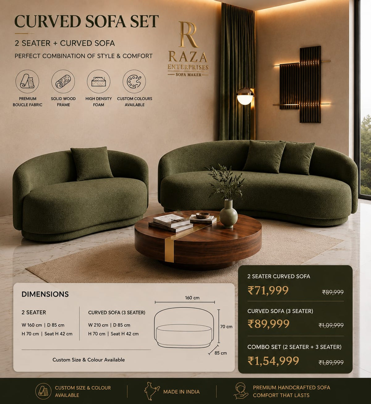 Luxury Curved Bouclé Sofa – Premium Designer Sofa