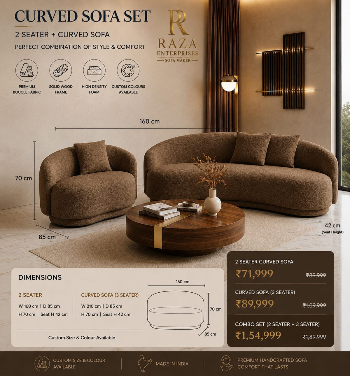 Luxury Curved Bouclé Sofa – Premium Designer Sofa