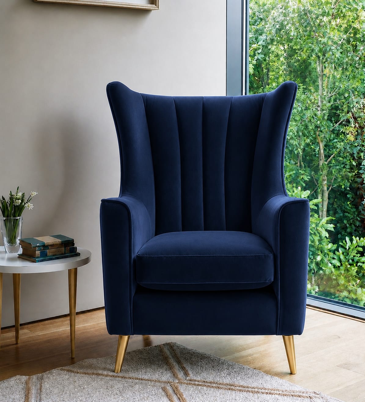 Neo Wingback Accent Chair – Navy Blue by raza enterprises sofa maker