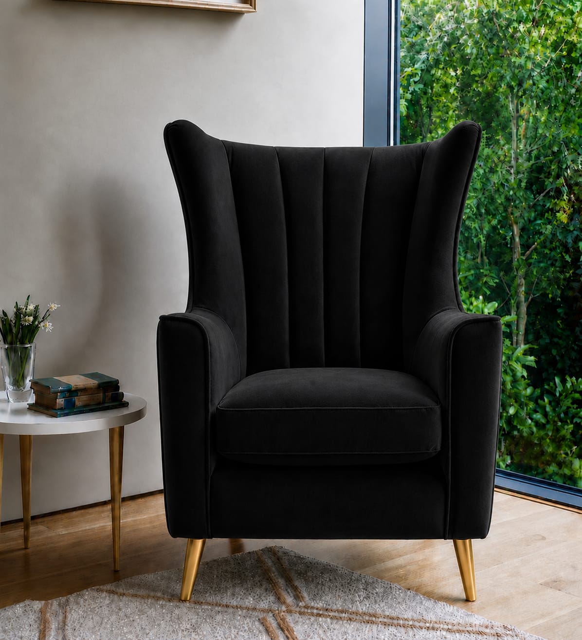 Neo Wingback Accent Chair – Navy Blue by raza enterprises sofa maker