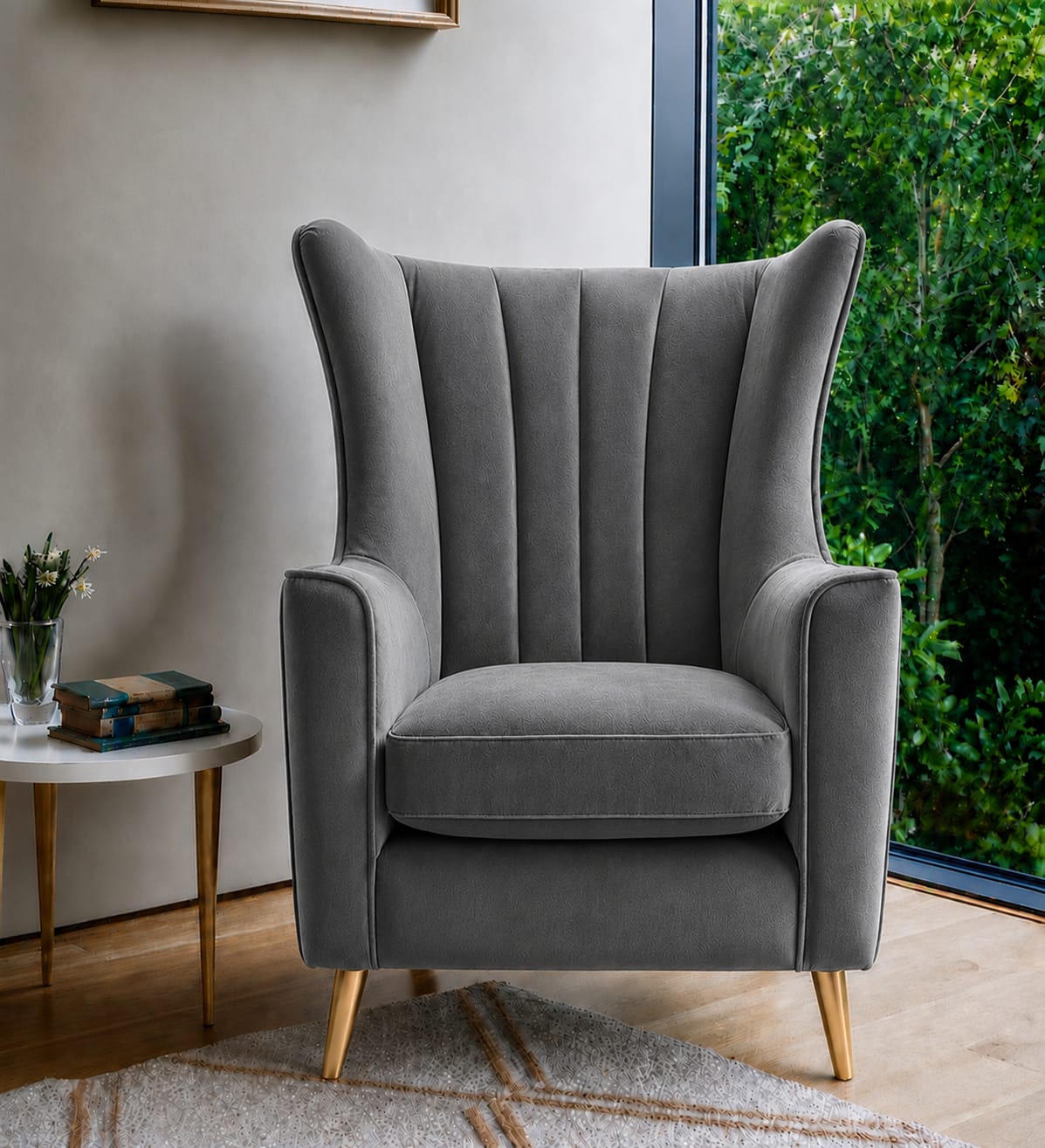Neo Wingback Accent Chair – Navy Blue by raza enterprises sofa maker