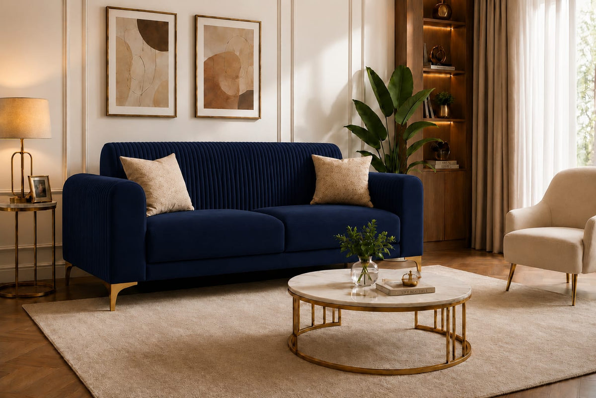 Modern 3 Seater Fabric Sofa – Premium Living Room Couch | Raza Enterprises Sofa Maker