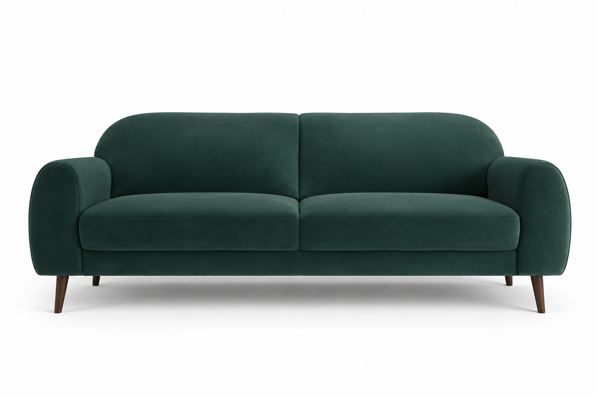 Raza Enterprises Premium Velvet Fabric 3 Seater Sofa | Modern Living Room Couch | Teal Green