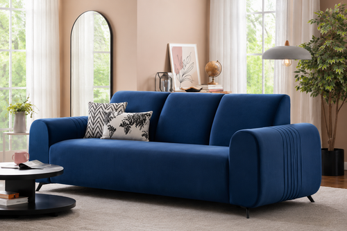 Luxury Velvet 3 Seater Sofa | Premium Fabric | Modern Living Room Couch | High Density Foam | Solid Wood Frame