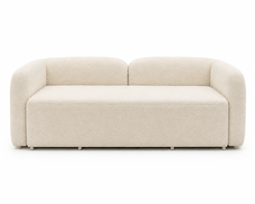 Premium Bouclé Sofa Cum Bed | 5×6 Ft Pull-Out Bed | Luxury Convertible Sofa | High Density Foam | Free All India Delivery