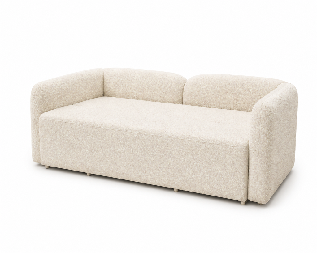 Premium Bouclé Sofa Cum Bed | 5×6 Ft Pull-Out Bed | Luxury Convertible Sofa | High Density Foam | Free All India Delivery