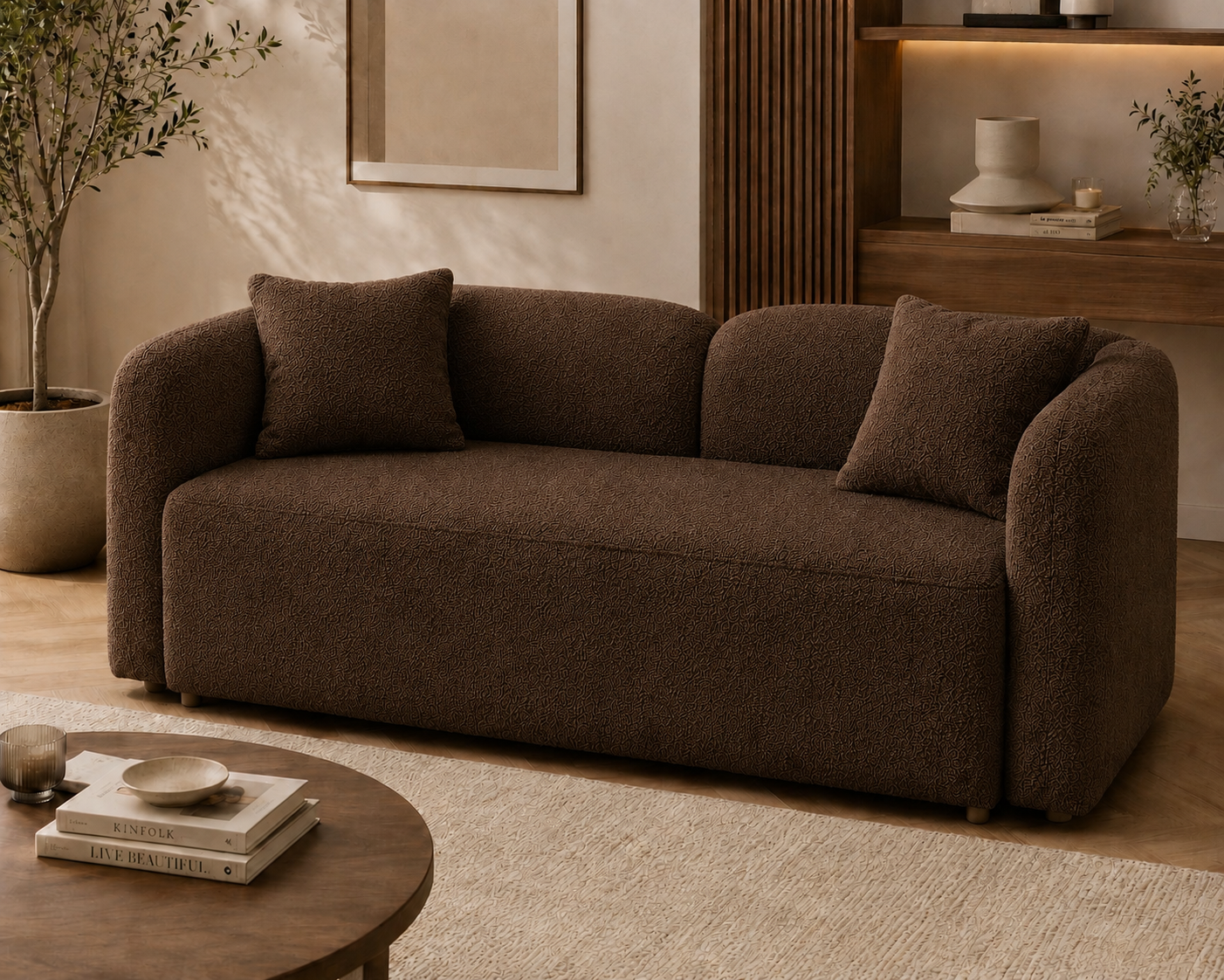 Premium Bouclé Sofa Cum Bed | 5×6 Ft Pull-Out Bed | Luxury Convertible Sofa | High Density Foam | Free All India Delivery