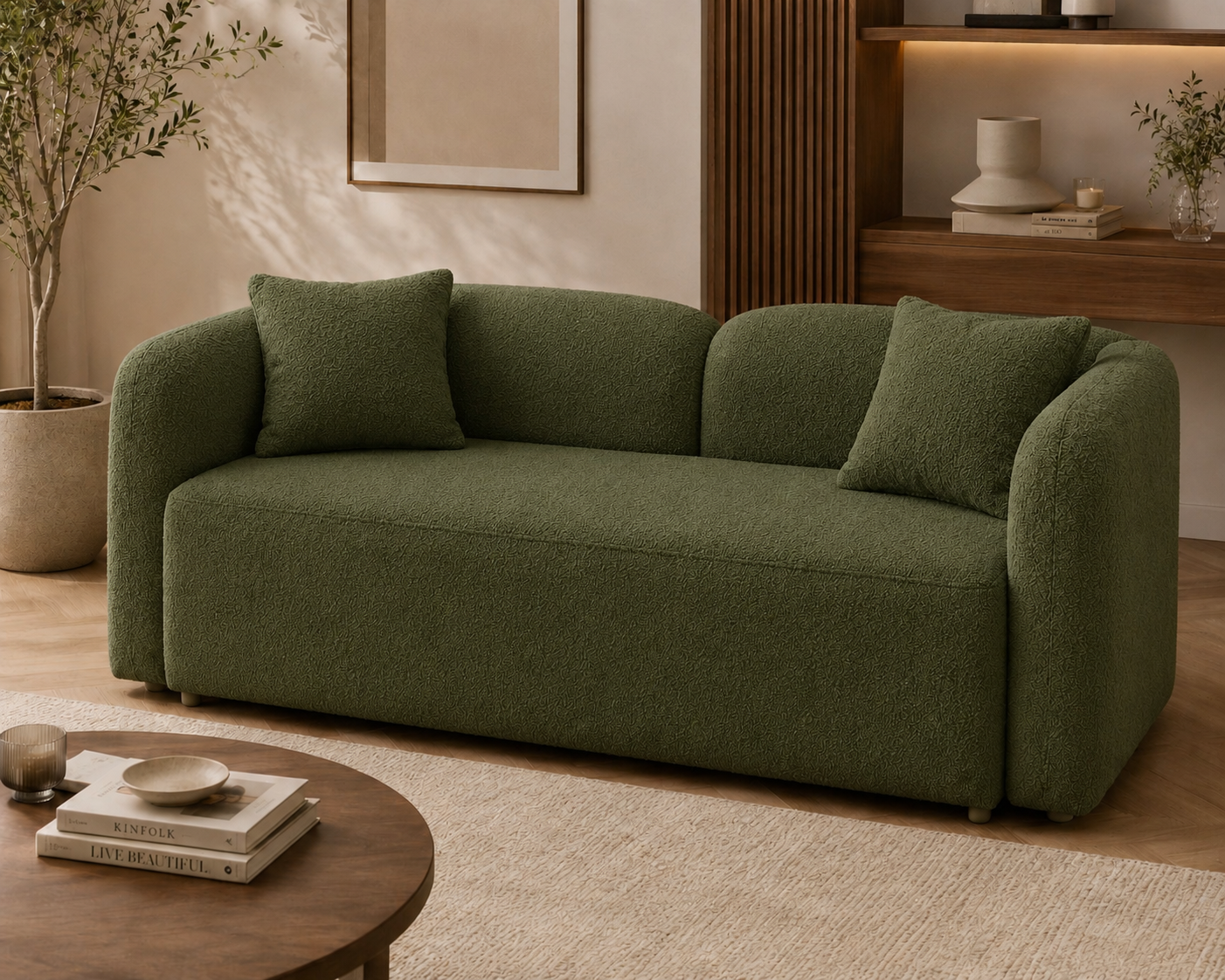 Premium Bouclé Sofa Cum Bed | 5×6 Ft Pull-Out Bed | Luxury Convertible Sofa | High Density Foam | Free All India Delivery