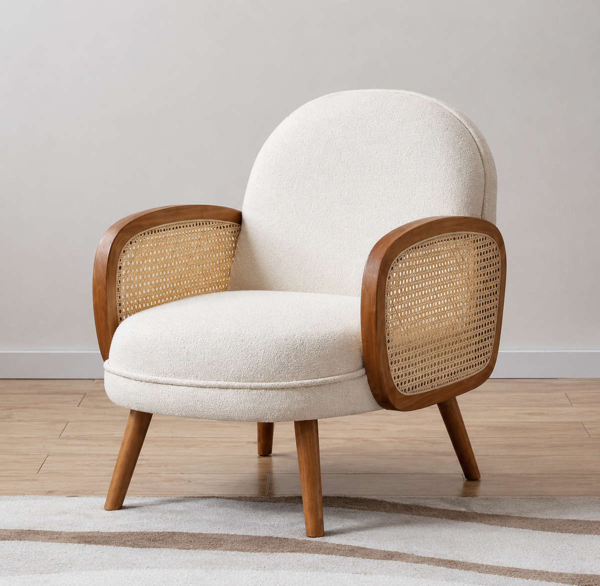 Premium Teakwood Rattan Accent Chair | 40D HR Foam | Modern Lounge Chair