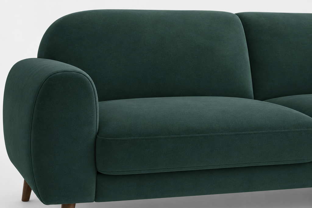 Raza Enterprises Premium Velvet Fabric 3 Seater Sofa | Modern Living Room Couch | Teal Green