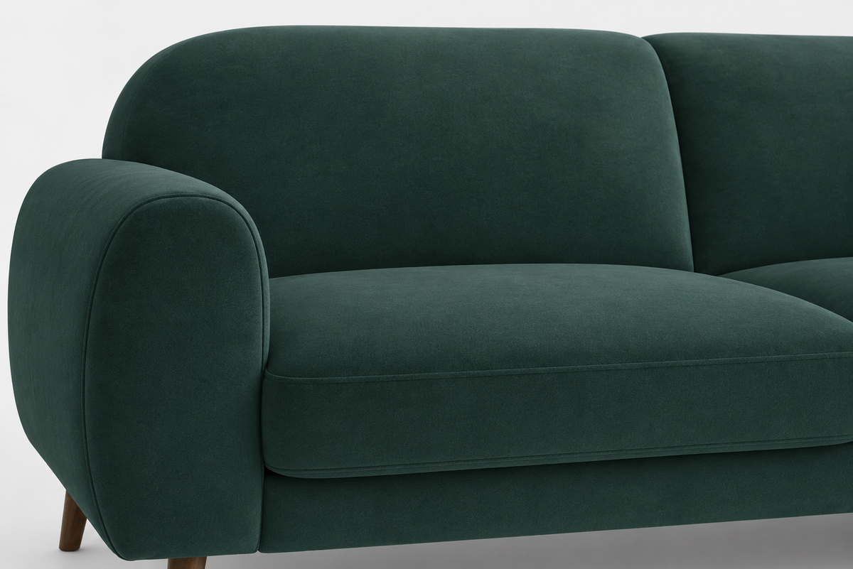Raza Enterprises Premium Velvet Fabric 3 Seater Sofa | Modern Living Room Couch | Teal Green