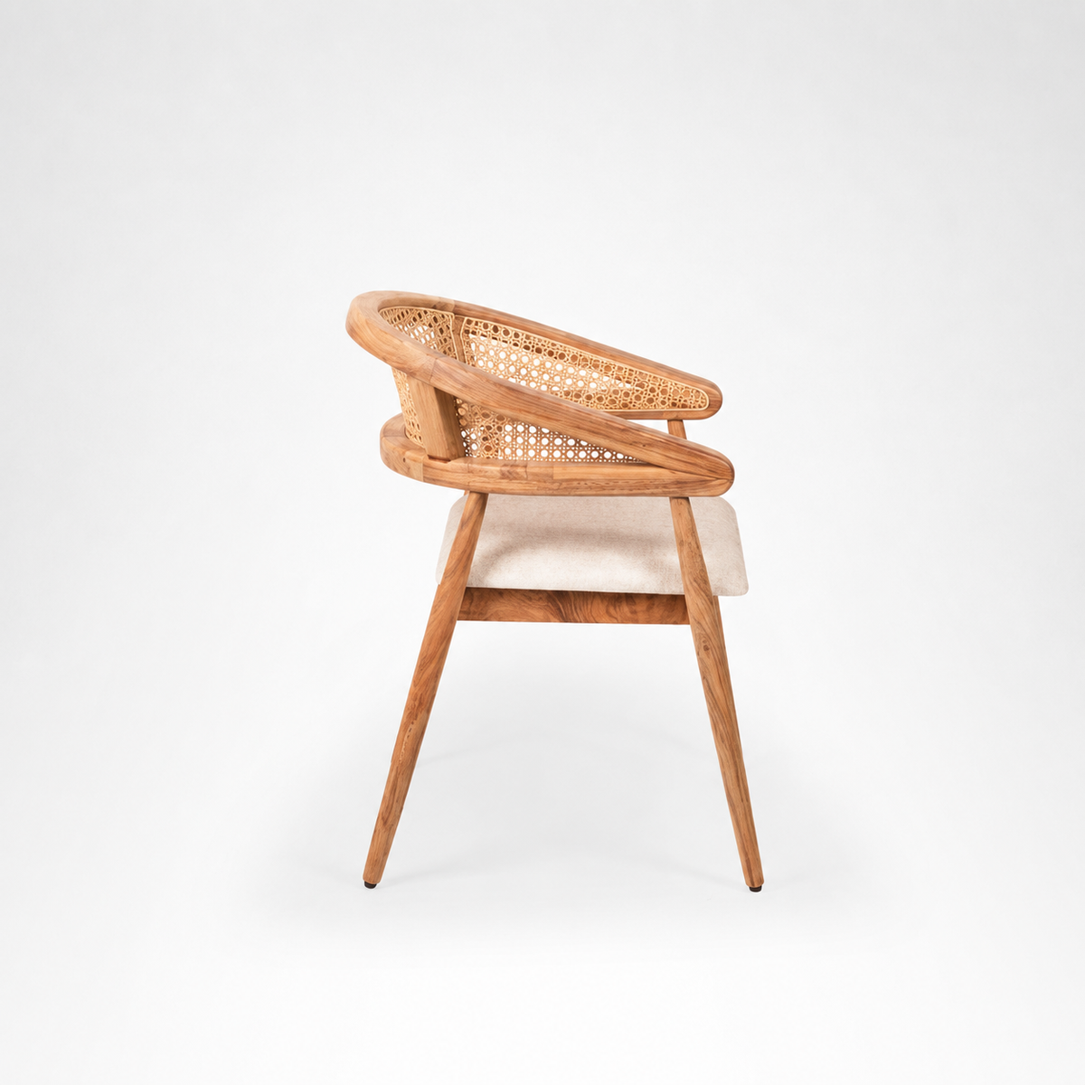Premium Solid Acacia Wood Cane Dining Table Set with 4 Chairs