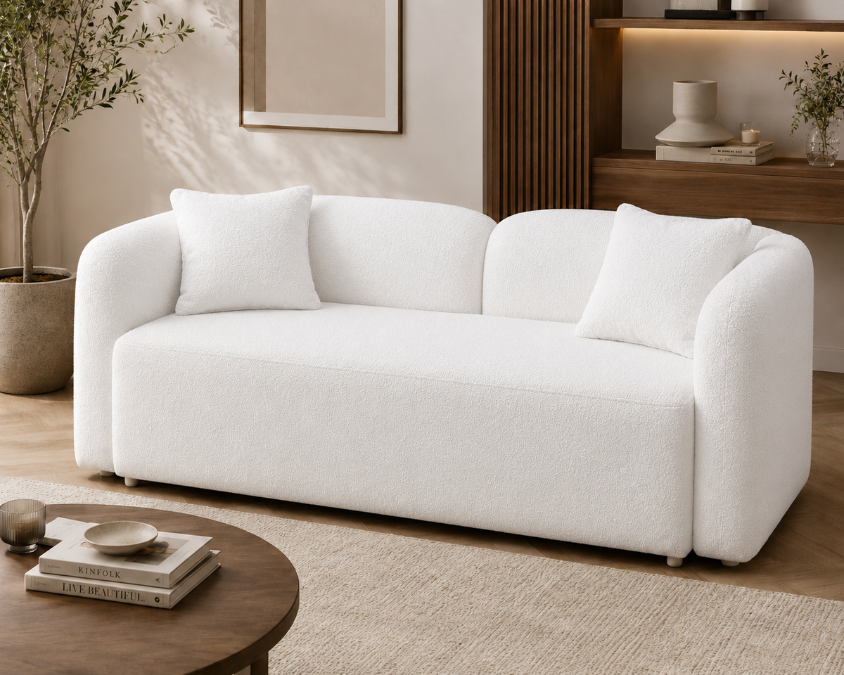 Premium Bouclé Sofa Cum Bed | 5×6 Ft Pull-Out Bed | Luxury Convertible Sofa | High Density Foam | Free All India Delivery