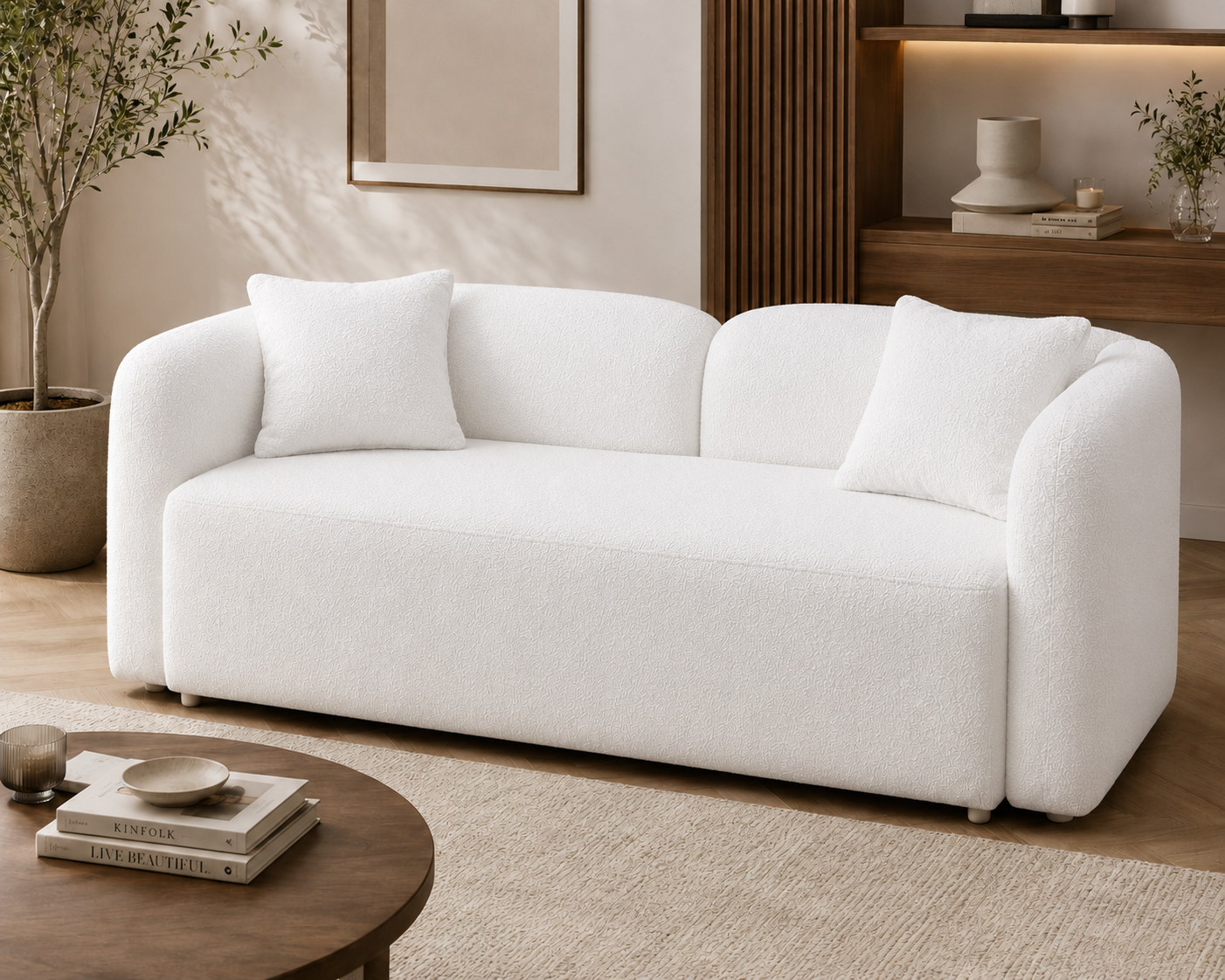 Premium Bouclé Sofa Cum Bed | 5×6 Ft Pull-Out Bed | Luxury Convertible Sofa | High Density Foam | Free All India Delivery