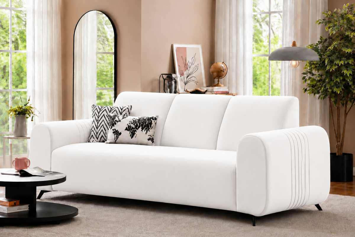 Luxury Velvet 3 Seater Sofa | Premium Fabric | Modern Living Room Couch | High Density Foam | Solid Wood Frame