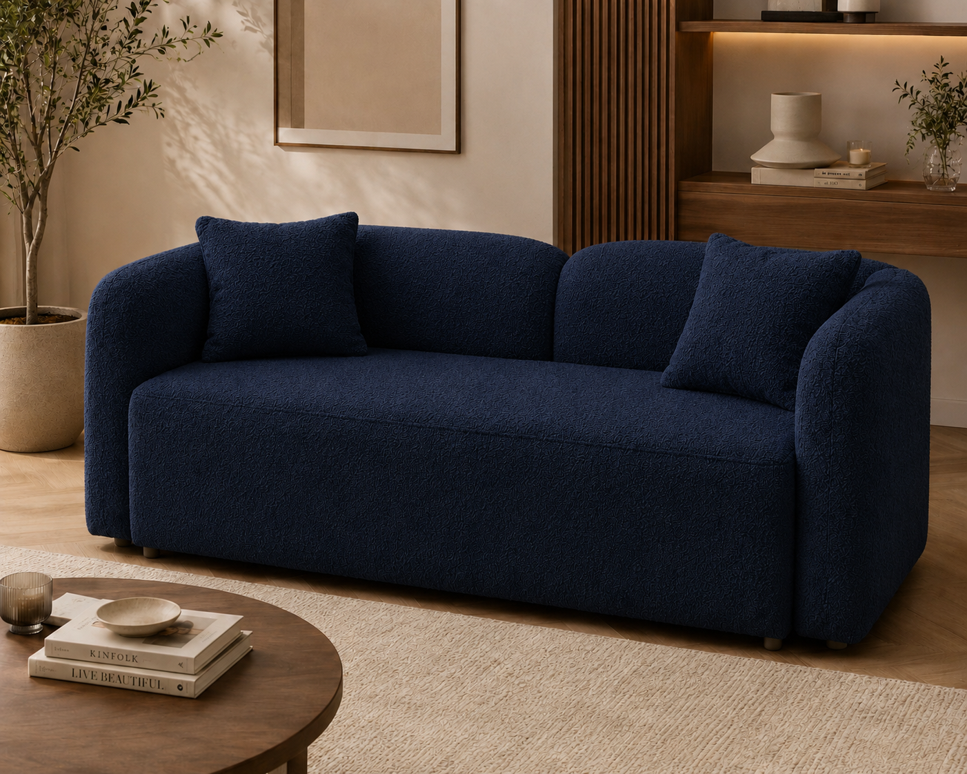 Premium Bouclé Sofa Cum Bed | 5×6 Ft Pull-Out Bed | Luxury Convertible Sofa | High Density Foam | Free All India Delivery