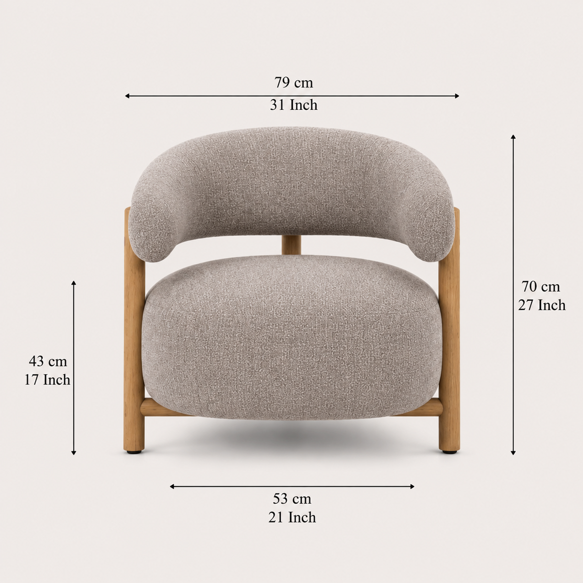 Modern Boucle Accent Chair with Wooden Armrests | Premium Lounge Chair