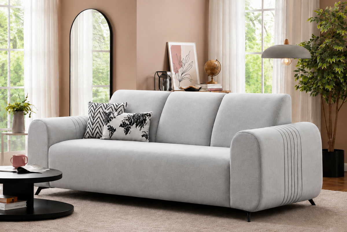 Luxury Velvet 3 Seater Sofa | Premium Fabric | Modern Living Room Couch | High Density Foam | Solid Wood Frame