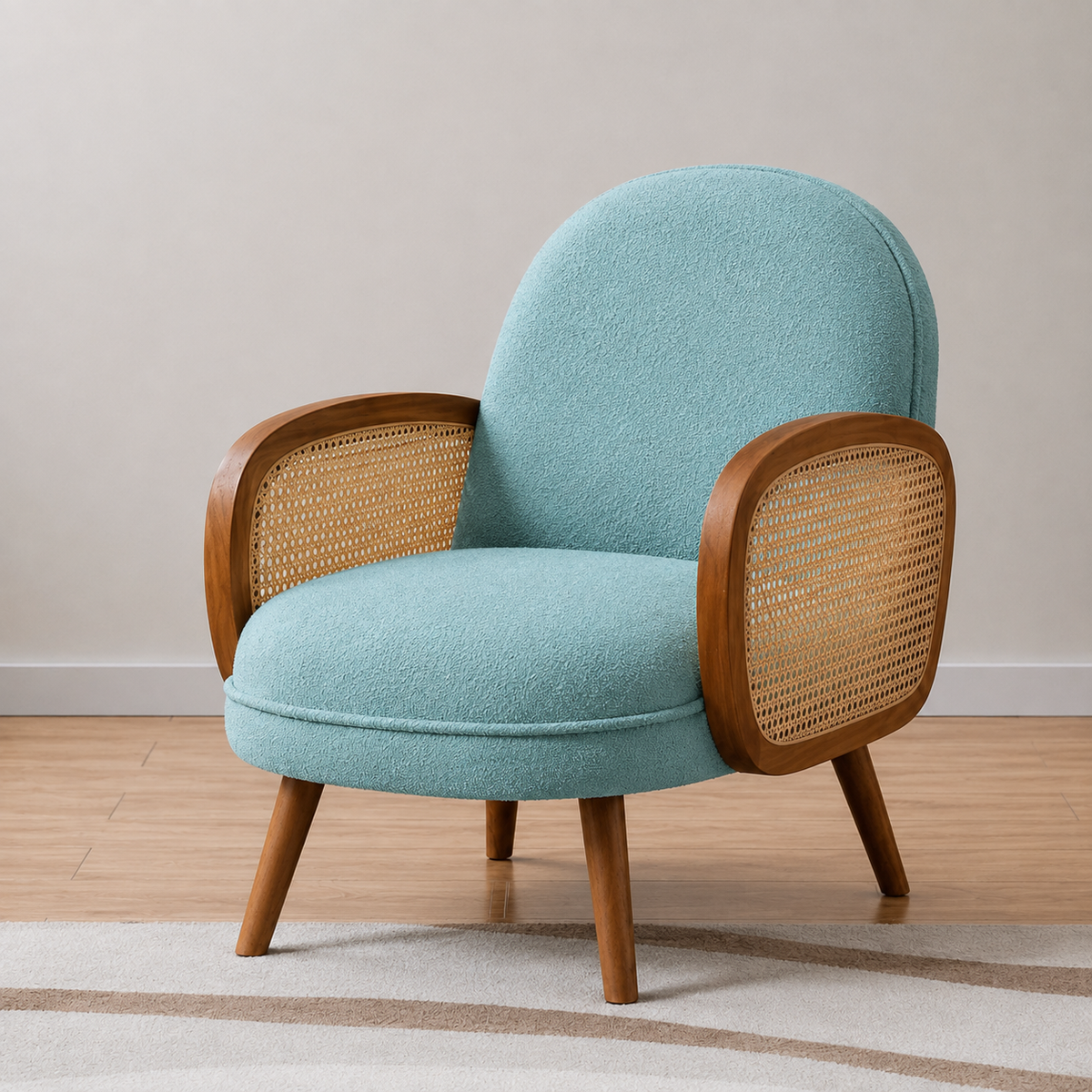 Premium Teakwood Rattan Accent Chair | 40D HR Foam | Modern Lounge Chair