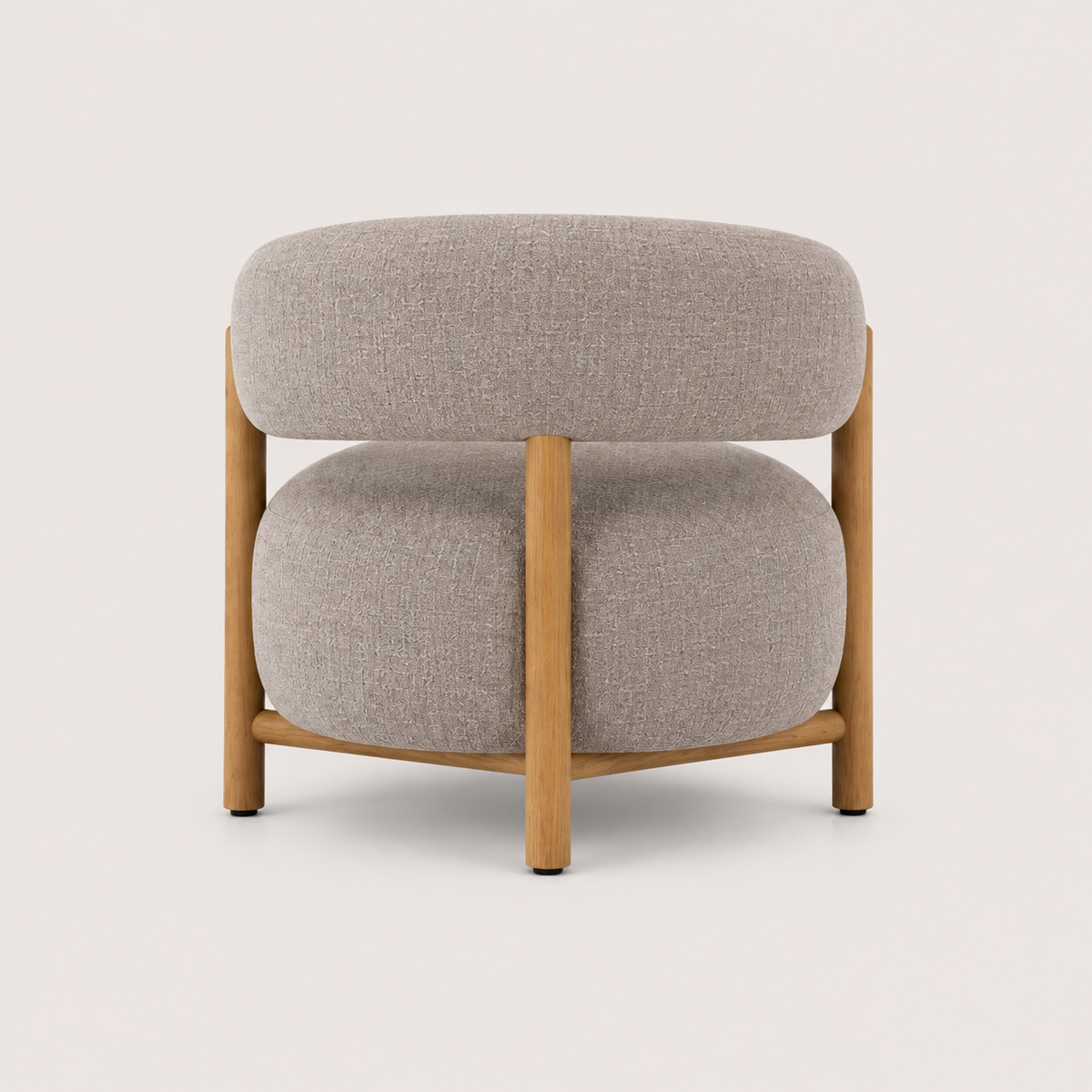 Modern Boucle Accent Chair with Wooden Armrests | Premium Lounge Chair