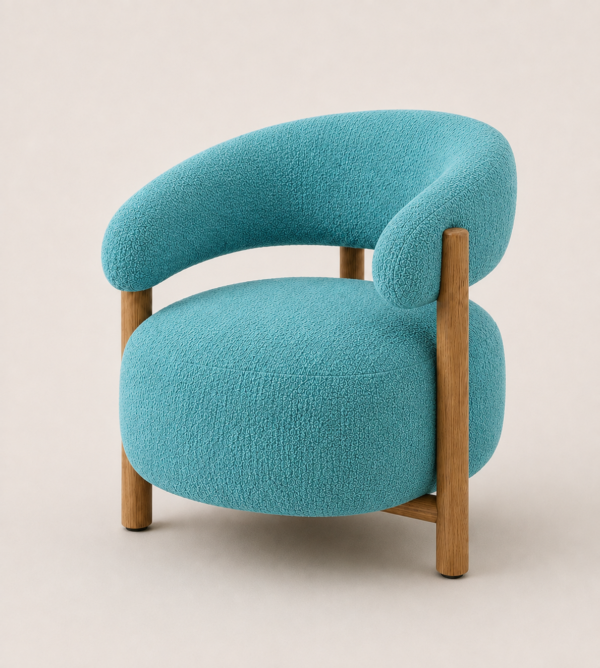 Modern Boucle Accent Chair with Wooden Armrests | Premium Lounge Chair