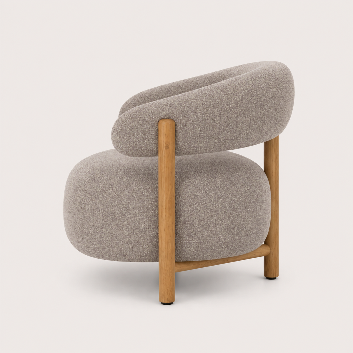 Modern Boucle Accent Chair with Wooden Armrests | Premium Lounge Chair
