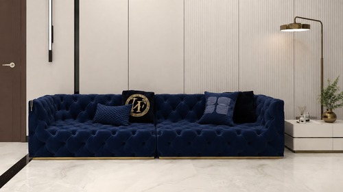 Luxury Chesterfield 3 Seater Velvet Sofa | Premium Tufted Sofa with Gold Base