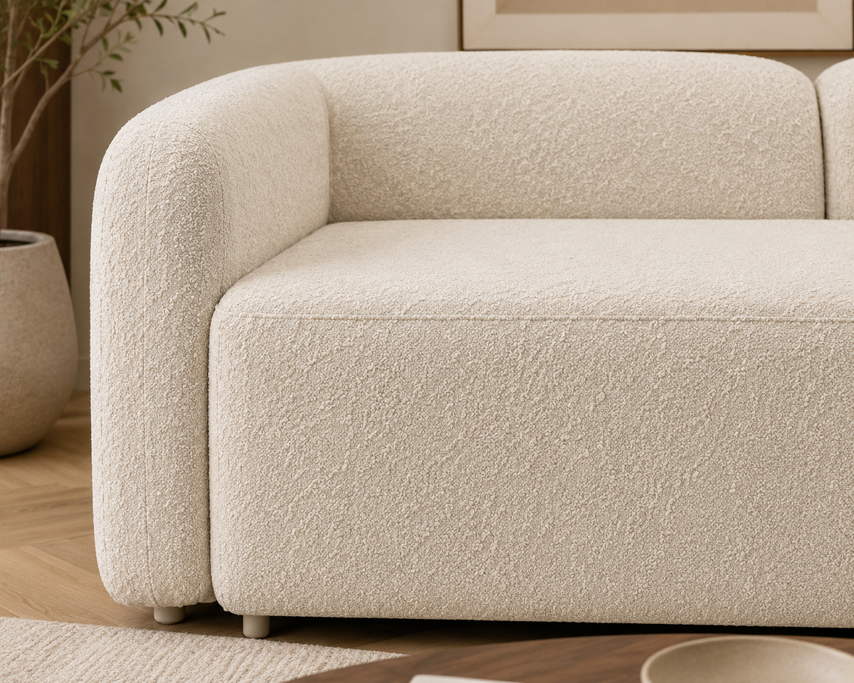 Premium Bouclé Sofa Cum Bed | 5×6 Ft Pull-Out Bed | Luxury Convertible Sofa | High Density Foam | Free All India Delivery