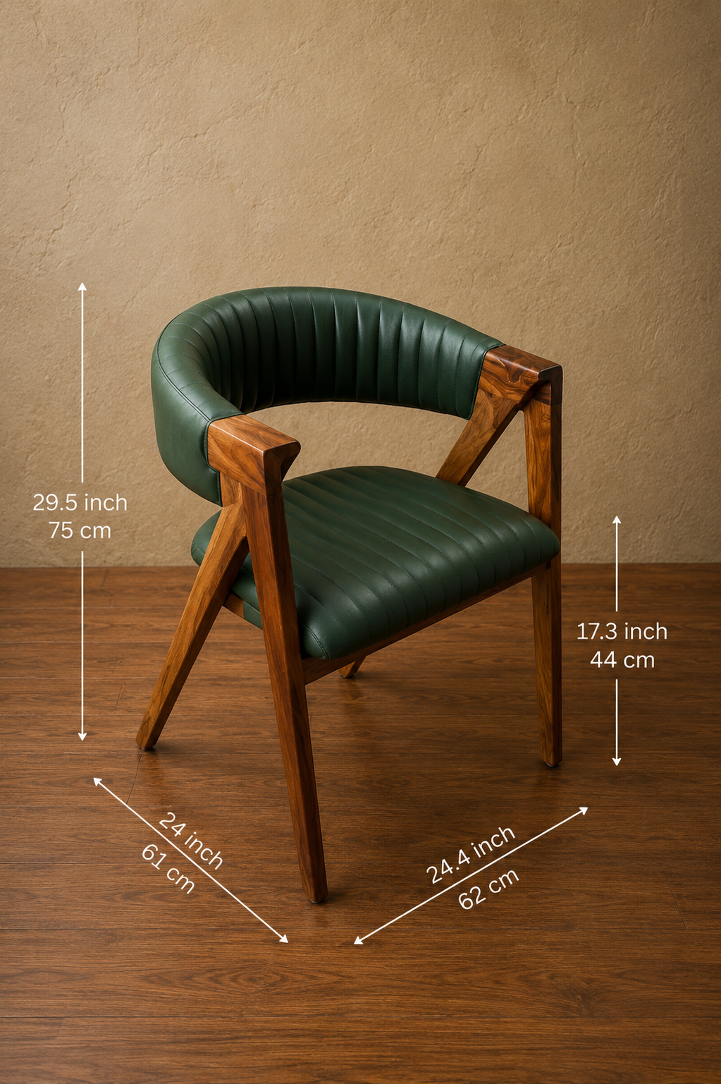 Premium Wooden Accent Chair with PU Leather | Modern Curved Backrest Chair for Home, Office & Café